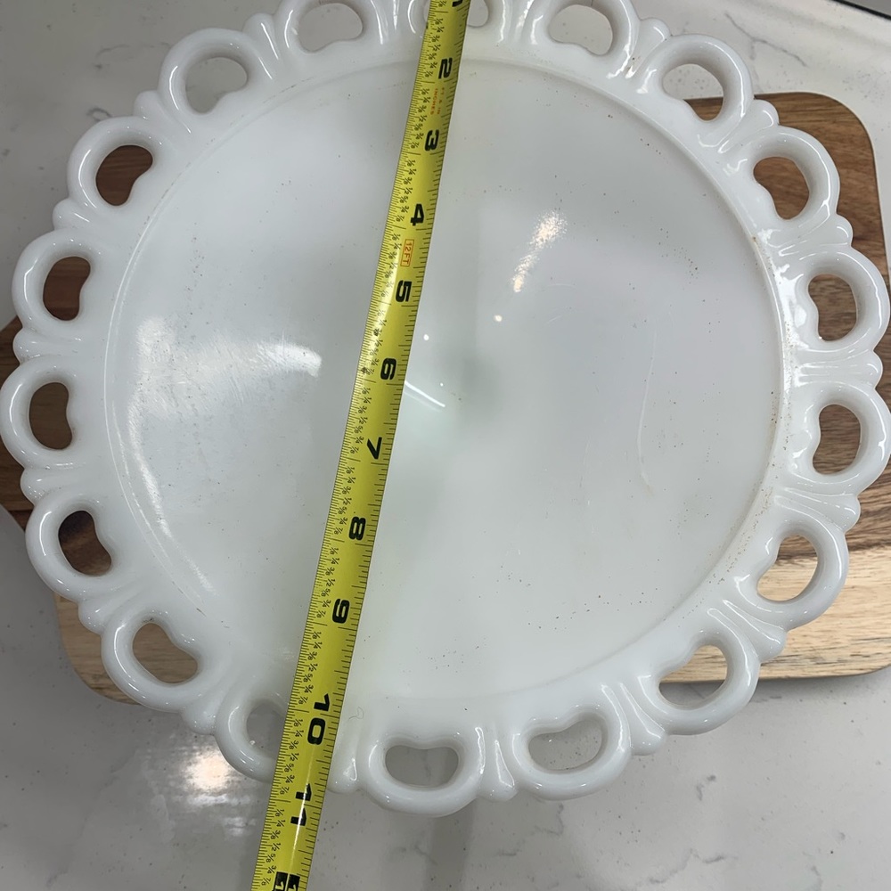 Vintage Anchor Hocking Old Colony Lace White Milk Pedestal Cake Stand - Picture 6 of 8